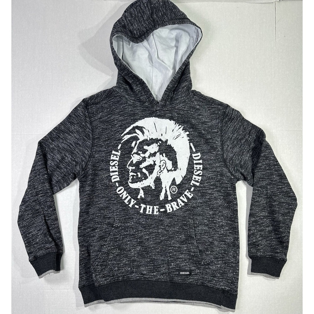 Diesel Hoodie Juniors Medium Black Gray Only The Brave Mohawk Logo Pullover